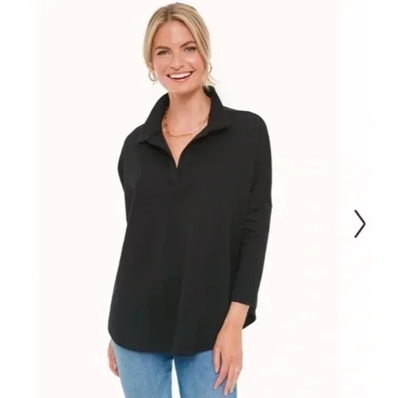 Tuckernuck x Pomander Place Black Easy Polo Swing Sweatshirt Size M/L Top - Picture 14 of 16